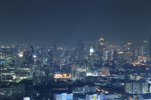 Bangkok city top view at night, Thailand