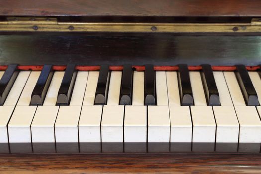 piano keys and wood grain of classic piano