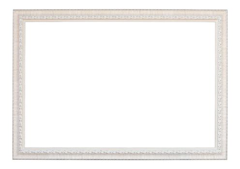 vintage white wood frame on white background (with clipping path)