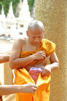 the ordination ceremony that change the Thai young men to be the new monks