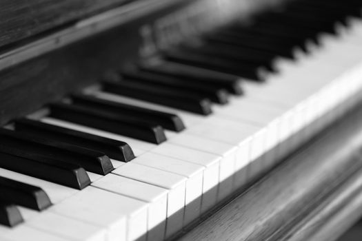 black and white piano keys and wood grain (soft focus) 