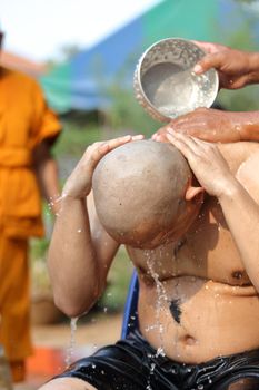 Male who will be monk shaving hair for be Ordained to new monk