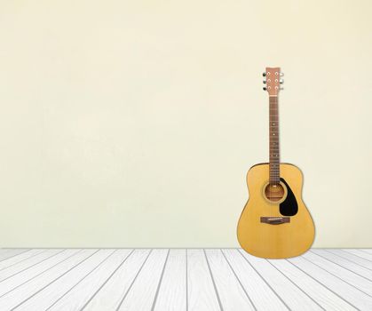 Guitar in blank empty room background