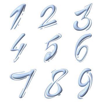 White blue carbon unique calligraphic numbers