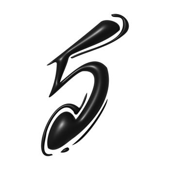 Black unique calligraphic numeral FIVE 5