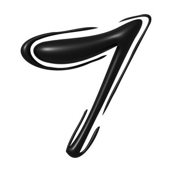 Black unique calligraphic numeral SEVEN 7