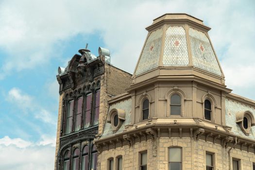 Fragment of the top floor tower of an old house in Ontario