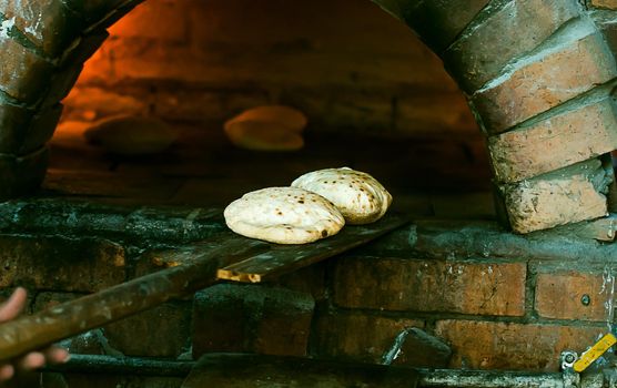 . Preparation of tradition arabic bread. High quality photo