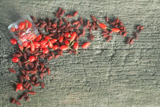 mix of fresh and dry goji berries. High quality photo