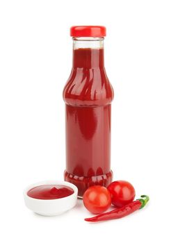 Bottle of ketchup isolated on a white background