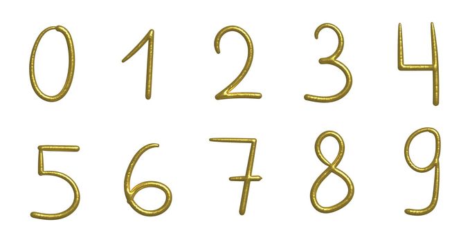 Golden shiny unique calligraphic numbers