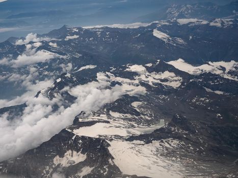 aerial view of Mount Blanc mountain in Valle d Aosta translation Aosta Valley