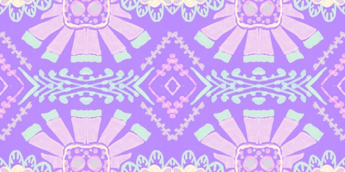 Seamless Folk ornament. Flower ethnic design. Hand drawn traditional texture. Geometric bohemian motif. Folk pattern. Watercolor tribal print. Vintage abstract background. Folk boho pattern.