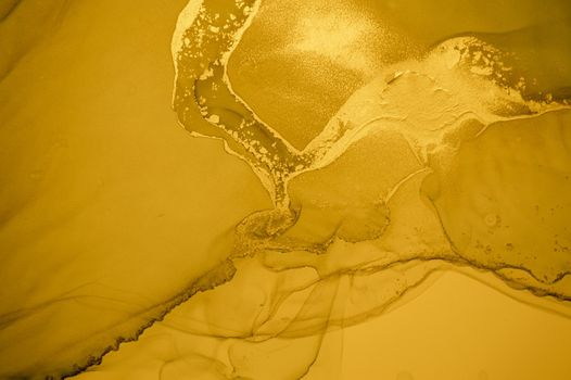 Gold Fluid Art. Liquid Abstract Background. Alcohol Ink Paint. Marble Print. Fluid Art. Creative Wave Wallpaper. Golden Watercolour Paper. Glitter Acrylic Oil Illustration. Abstract Fluid Art.