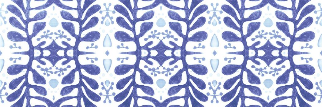 Dutch blue mosaic. Retro tile ceramic. Damask oriental fabric. Talavera azulejo ornament. Abstract majolica background. Vintage portuguese design. Seamless Dutch blue texture.