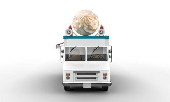 3d rendering of an ice cream van on a white background 5k