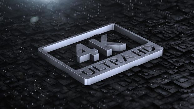 3d render Digital background with 4k ultra hd metal logo 4k