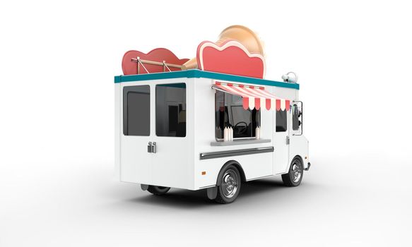 3d rendering of an ice cream van on a white background 5k