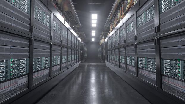 3d render Digital server room background 4k