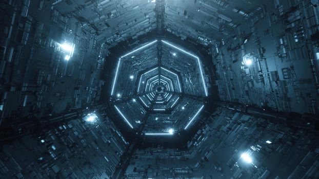 3d rendering Digital futuristic neon tunnel 4k