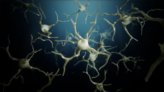 3d render Neuron cells connections world 4k