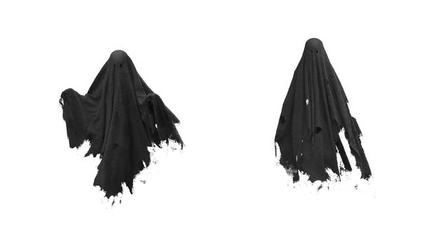 3d render Flying black Ghost on a white background 4k