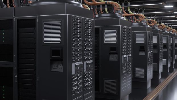 3d render Digital server room background 4k