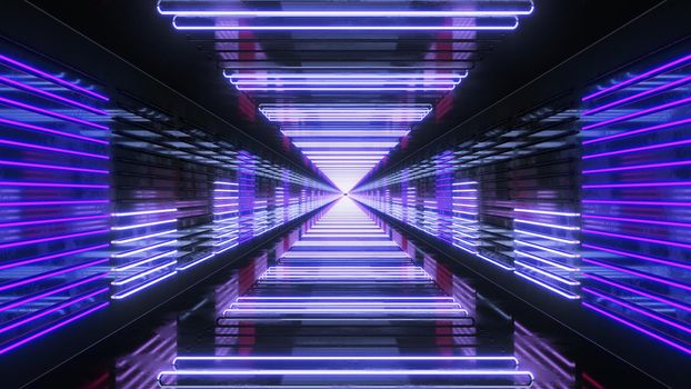 3D Render Looping Tunnel with Neon Equalizer 4k