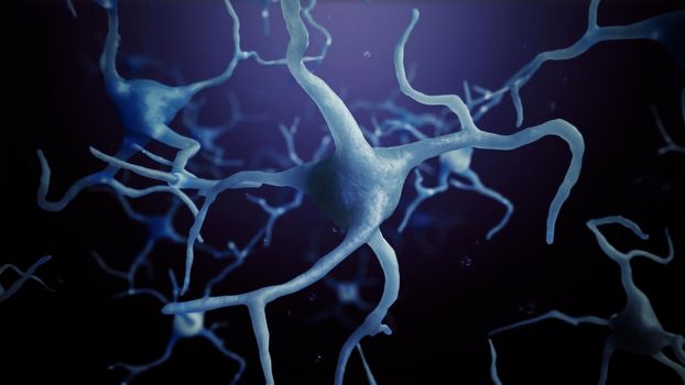 3d render Neuron cells connections world 4k