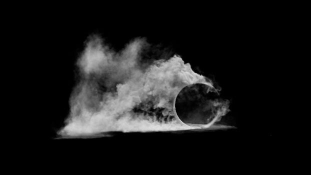 3d render burnout wheels with smoke on black background 4K