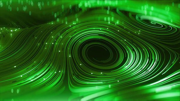 3d render Abstract green round network background 4K