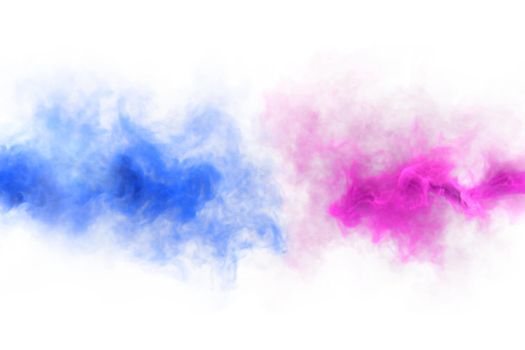 Blue and pink mystery neon fog and smoke texture. Duo colors 3D render abstract background for fest and fan party