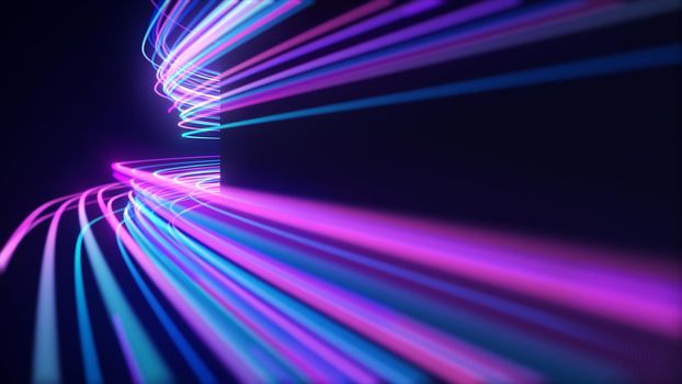 Abstract neon light streaks motion background 4k