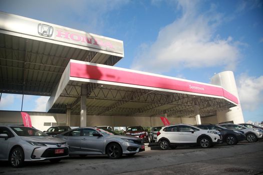salvador, bahia, brazil - july 19, 2022: facade of a Honda manufacturer dealership in the city of Salvador.