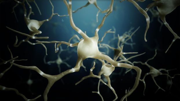 3d render Neuron cells connections world 4k