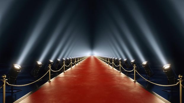 3D rendering red carpet with volume light 4k