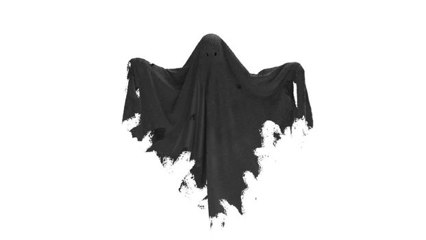 3d render Flying black Ghost on a white background 4k