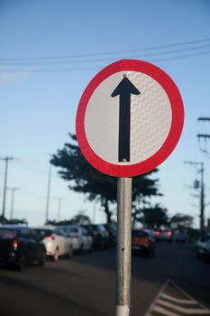 salvador, bahia, brazil - july 19, 2022: traffic signs indicating one-way traffic on a street in the city of Salvador