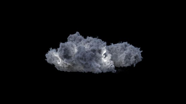 3d render thundercloud on a black background 4k