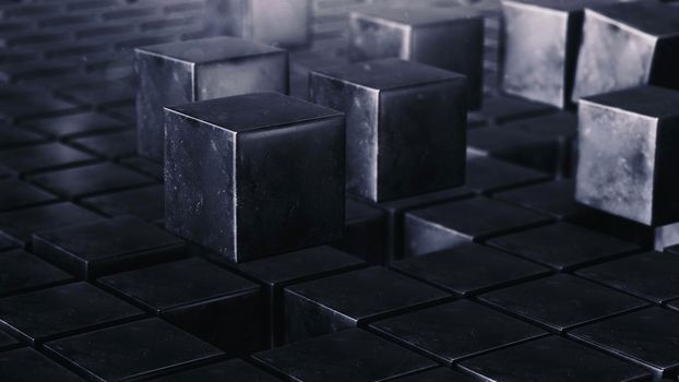 3D rendering abstract dark Grunge cube 4k