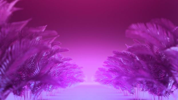 3D rendering red abstract palms with glitter 4k