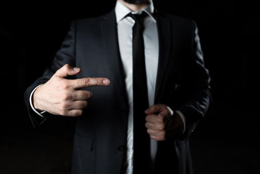 Businessman Pointing Important Infortmations With One Finger.