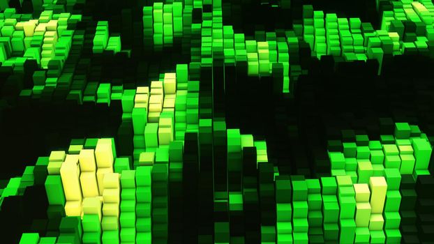 3D render Vj green glow equalizer 4k