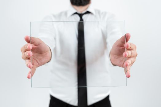 Businessman Holding Glass Showing New Ideas To Achieve Goals.