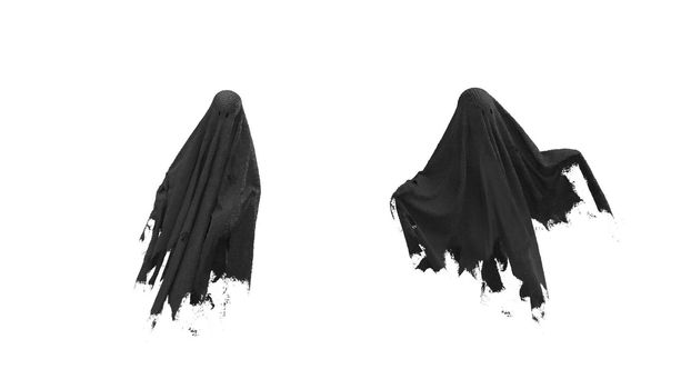 3d render Flying black Ghost on a white background 4k