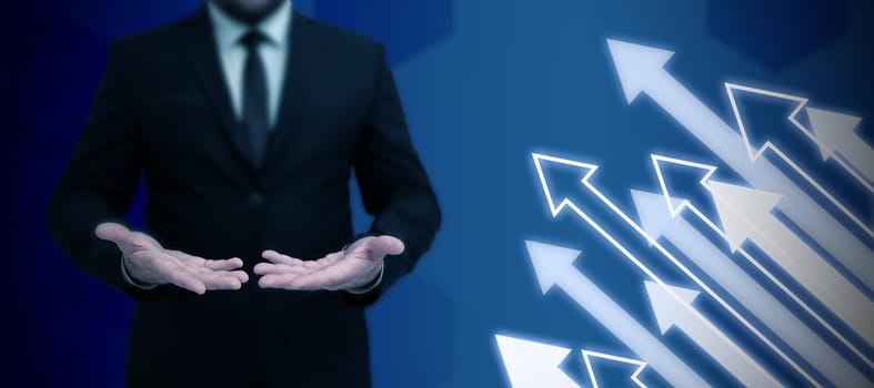 Businessman in suit holding notepad symbolizing successful teamwork.