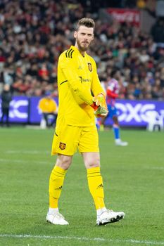 MELBOURNE, AUSTRALIA - JULY 19: David De Gea of Manchester United playing against Crystal Palace in a pre-season friendly football match at the MCG on 19th July 2022