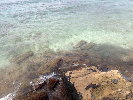 Old Rock Steps into the pacific ocean. 