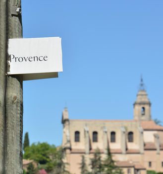 Pointer sign a region Provence. Focusing on the pointer