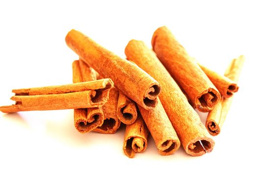 Cinnamon and anise isolated on white background.selectiv focus.food